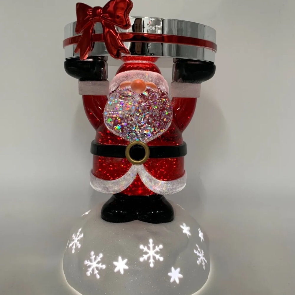 NWT Bath & Body Works Santa Pedestal Water Globe 3 Wick Candle Holder 8.5”